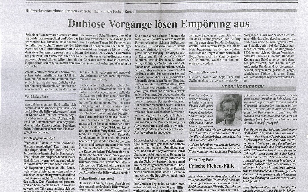 Fichenskandal 1990 – Dubiose Vorgänge lösen Empörung aus